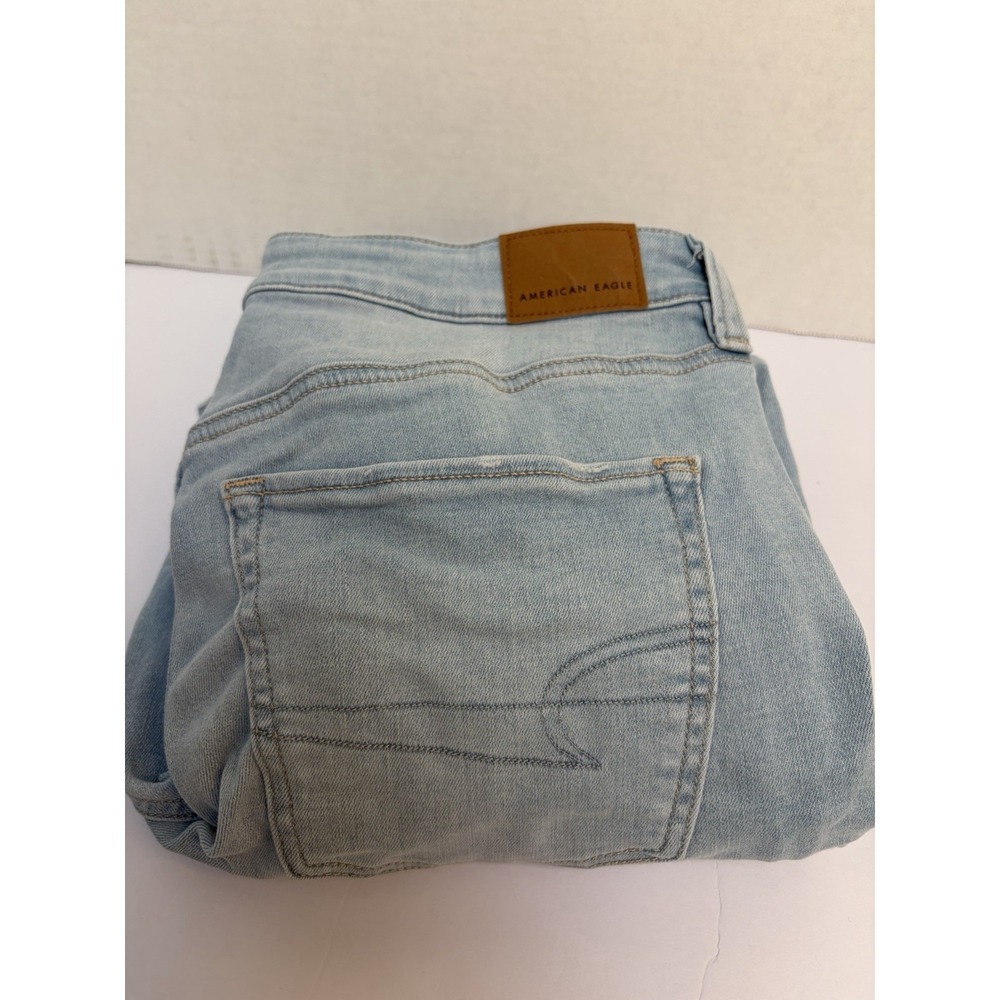 American Eagle Next Level Stretch Hi-Rise Kick Boot Crop Jeans Light Wash Sz 6P